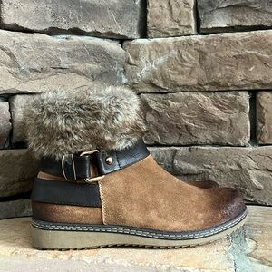 Spring Step Popsicle Ankle Boots with Faux Fur Trim / SZ 38 or 7.5-8‎